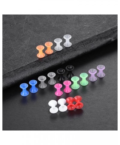 10 Pairs Silicone Double Flared Ear Tunnels Plug Ear Expander Stretchers Gauges Mixed 10 Colors Ear Piercings Jewelry Gauge:(...