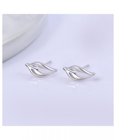 Plant Earrings 925 Sterling Silver Plant Stud Earrings for Women Bamboo Stud earrings Leaf Stud Earrings Hypoallergenic Stud ...