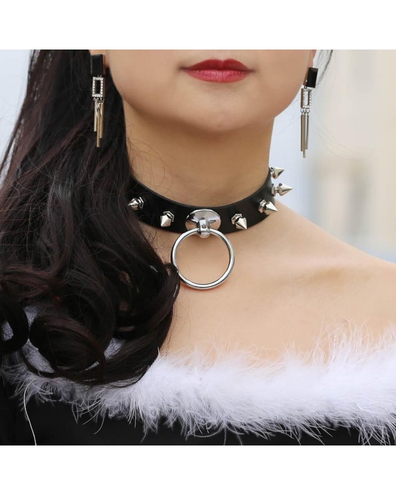 Punk Black Leather Choker Necklace PU Necklace Soft Goth Collar Adjustable Necklace Chains Dainty Accessory for Women and Gir...