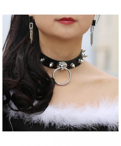 Punk Black Leather Choker Necklace PU Necklace Soft Goth Collar Adjustable Necklace Chains Dainty Accessory for Women and Gir...