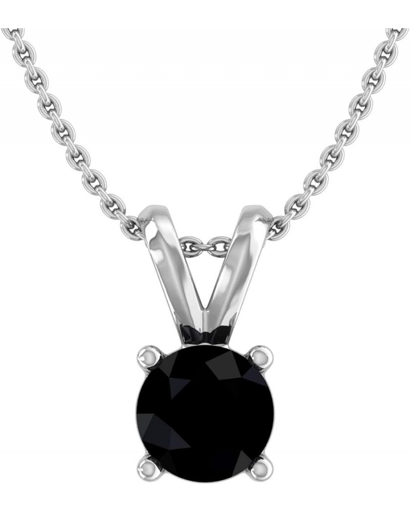 1/4 to 1/2 Carat Black Diamond Solitaire Pendant Necklace in 14K Gold (Silver Chain Included) White Gold 0.33 carats $49.39 N...