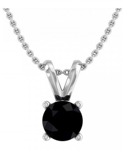 1/4 to 1/2 Carat Black Diamond Solitaire Pendant Necklace in 14K Gold (Silver Chain Included) White Gold 0.33 carats $49.39 N...