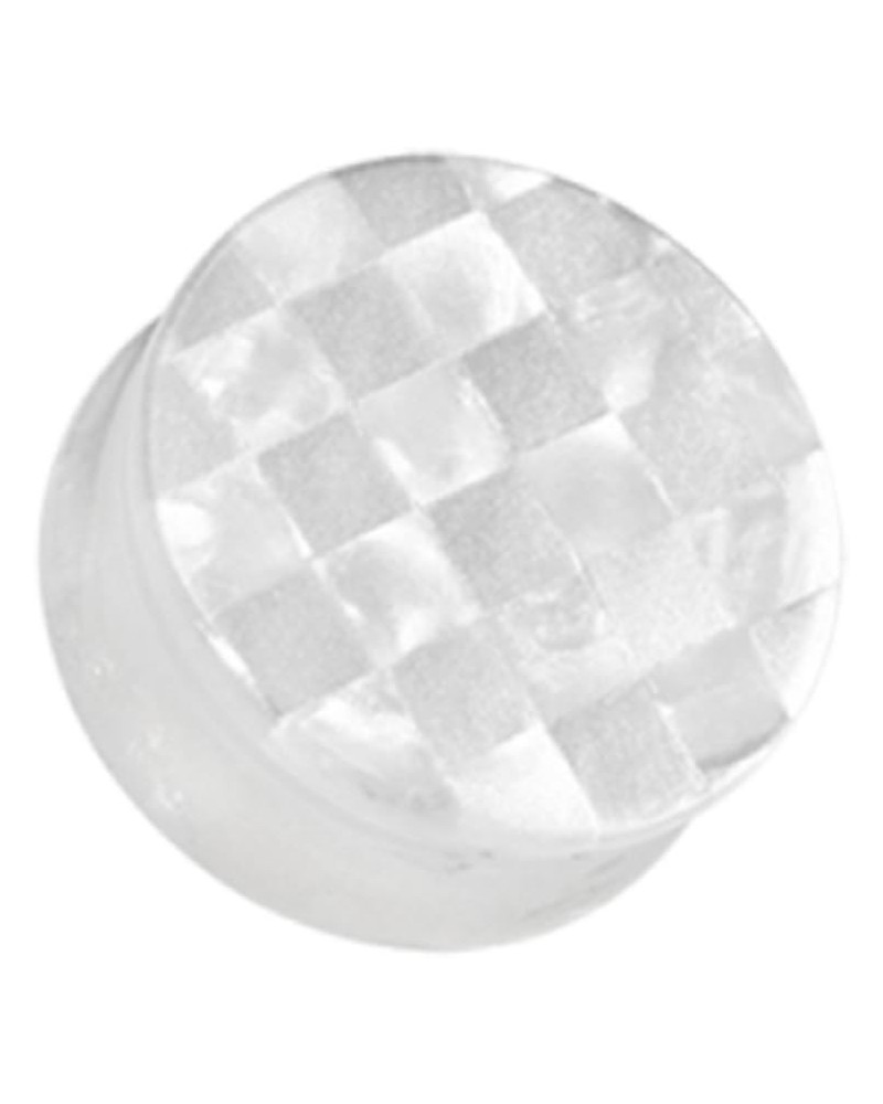 Marble Checker Double Flared Ear Gauge Plug (Sold by Pair) 5/8", White $11.39 Body Jewelry