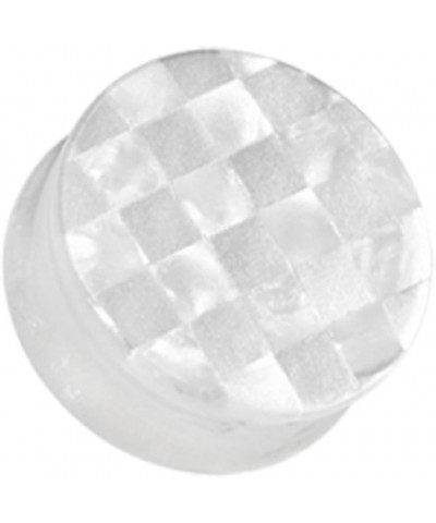 Marble Checker Double Flared Ear Gauge Plug (Sold by Pair) 5/8", White $11.39 Body Jewelry