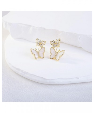 14K Gold Plated S925 Sterling Silver Post | Lightweight & Small Stud Earrings for Women | Butterfly | Pearl | Dance Girl | Sh...