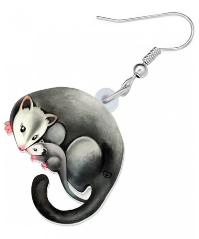 Cute Opossum Earrings Dangle Acrylic Hypoallergenic Jewelry Novelty Possum Gifts for Women Girls Rat Charms Decorations Mothe...