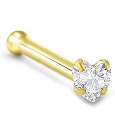 14k White or Yellow Gold 3mm Heart CZ 22G 20G 18G Yellow Gold Bone-20G $13.94 Body Jewelry