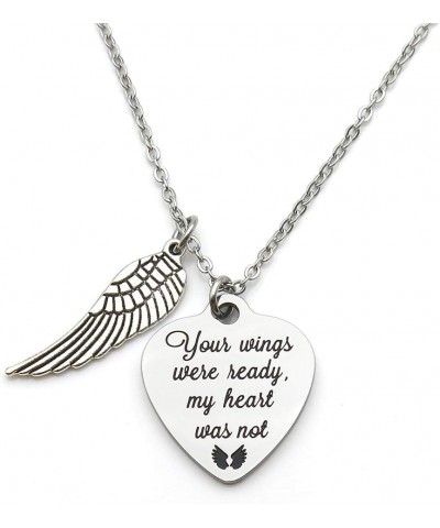 Memorial Jewelry Your Wings Were Ready My Heart Was Not Heart Necklace Memorial Gift Miscarriage Remembrance Gift $8.69 Neckl...