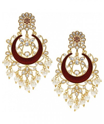 Ethnic Festive Wedding Party Wear Drop Dangle Earrings Indian Traditional Bollywood Fashion Jewelry for Women Maroon 3 $15.39...