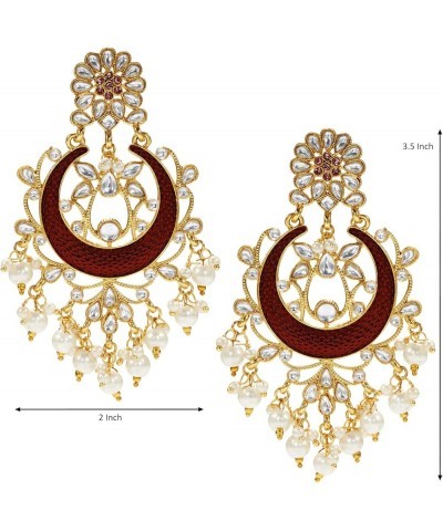 Ethnic Festive Wedding Party Wear Drop Dangle Earrings Indian Traditional Bollywood Fashion Jewelry for Women Maroon 3 $15.39...