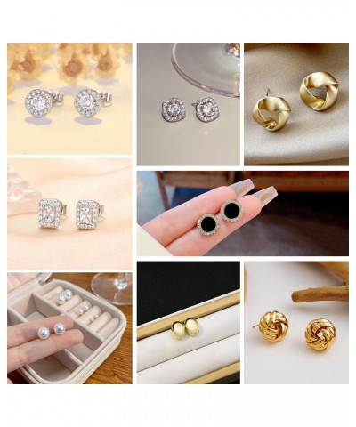 8 Pairs Stud Earrings Set for Women Cubic Zirconia Halo Studs Gold Knot Twist Stud Earrings Faux Pearl Simple Post Earrings f...