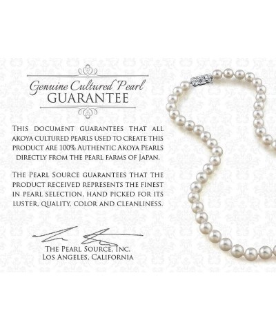 14K Gold 7.0-7.5mm Round Genuine White Japanese Akoya Saltwater Cultured Pearl Necklace in 17" Princess Length for Women $295...