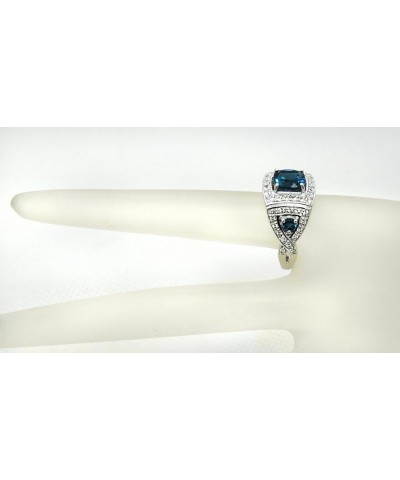 Sterling Silver 925 Statement Ring Genuine Gemstone Cushion 8 mm, Rhodium-Plated Finish, Art Deco Topaz $57.60 Rings