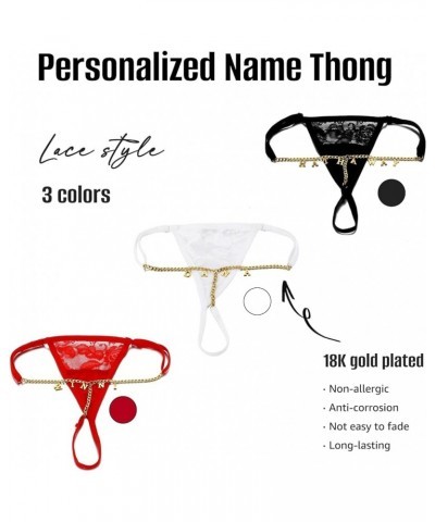 Custom Thongs with Name on It Letter Waist Chain Personalized Thong Body Chain Panties for Women Jewelry Gift Lace-white $11....