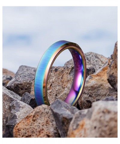 Rainbow Wedding Band for Women - Tungsten Womens Wedding Band | 4mm Rainbow Tungsten Rings For Women | Tungsten Wedding Bands...