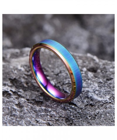 Rainbow Wedding Band for Women - Tungsten Womens Wedding Band | 4mm Rainbow Tungsten Rings For Women | Tungsten Wedding Bands...