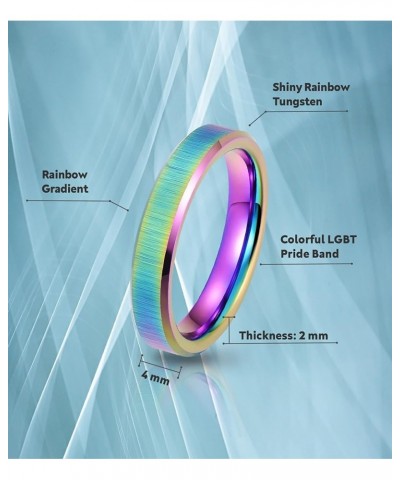 Rainbow Wedding Band for Women - Tungsten Womens Wedding Band | 4mm Rainbow Tungsten Rings For Women | Tungsten Wedding Bands...