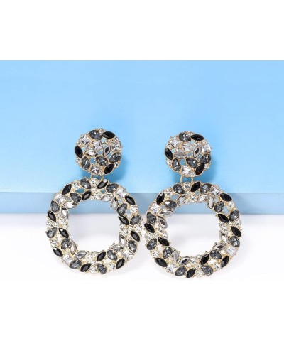 Rhinestone Earrings Sparkly Crystal Statement Earrings Vintage Rhinestone Round Drop Earrings Dangling Prom Pageant Evening B...