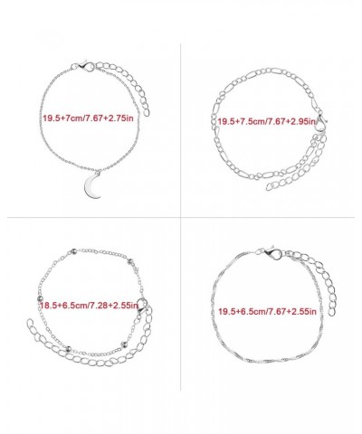 4Pcs Moon Anklet for Women Boho Beads Ankle Bracelet Cuba Anklet Layered Anklets Bohemian Beach Foot Chain Adjustable Beads C...