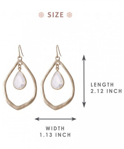 Vintage Double Layered Tear Drop with White Clear Crystal Dangle Drop Earrings for Women $7.45 Earrings