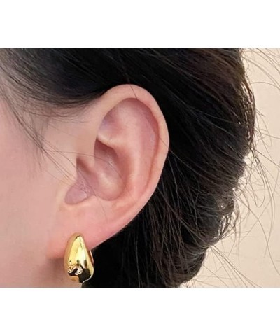 Chunky Gold Hoop Earrings for Women Tear Drop Stud Earring Gold Hoop Ball Earrings Statement Earrings silver 1 $7.01 Earrings