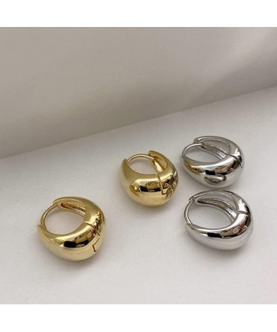 Chunky Gold Hoop Earrings for Women Tear Drop Stud Earring Gold Hoop Ball Earrings Statement Earrings silver 1 $7.01 Earrings