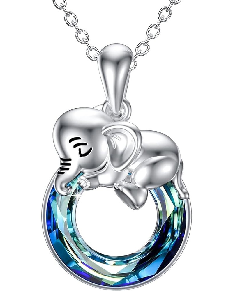 Animal Pendant Necklace with Crystals 925 Sterling Silver Animal Jewelry Gifts for Women Girls Mom Daughter Elephant-01 $10.7...