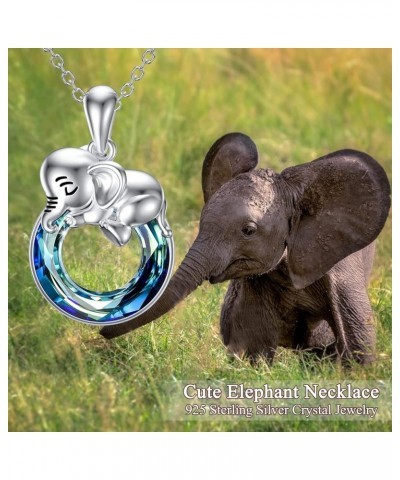 Animal Pendant Necklace with Crystals 925 Sterling Silver Animal Jewelry Gifts for Women Girls Mom Daughter Elephant-01 $10.7...