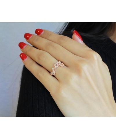 Cubic Zirconia Love in Script Ring 925 Sterling Silver (Color Options, Sizes 3-15) Rose Gold-Tone Plated $10.17 Rings