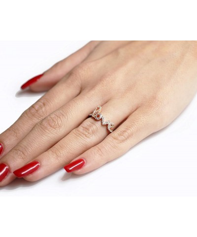 Cubic Zirconia Love in Script Ring 925 Sterling Silver (Color Options, Sizes 3-15) Rose Gold-Tone Plated $10.17 Rings