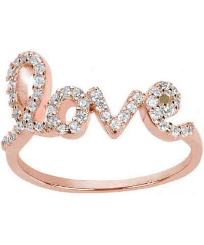 Cubic Zirconia Love in Script Ring 925 Sterling Silver (Color Options, Sizes 3-15) Rose Gold-Tone Plated $10.17 Rings