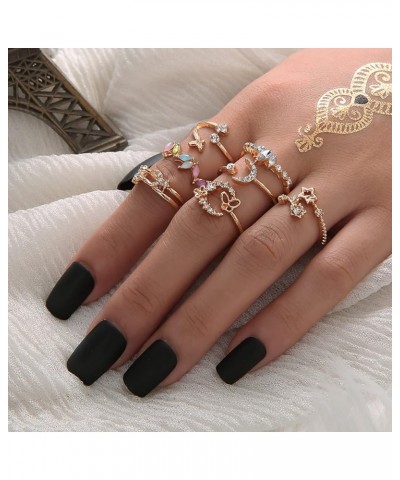 Gold Rings for Women Stackable Rings for Teen Girl Gifts Trendy Stuff Simple Star Moon Knuckle Rings Set Boho Rings Cute Stuf...