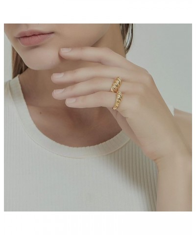 18K Gold Plated Gold Dome Croissant Band Ring, Stackable Ring, Signet Ring, Women Jewelry Minimalist Chic Style (Small) Small...