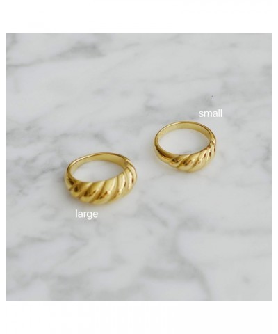 18K Gold Plated Gold Dome Croissant Band Ring, Stackable Ring, Signet Ring, Women Jewelry Minimalist Chic Style (Small) Small...