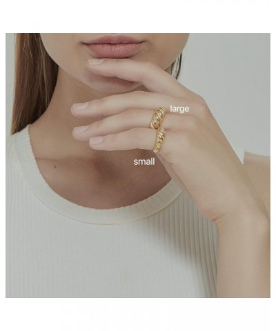 18K Gold Plated Gold Dome Croissant Band Ring, Stackable Ring, Signet Ring, Women Jewelry Minimalist Chic Style (Small) Small...