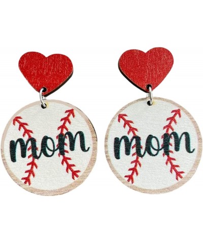 Mother's Day MAMA Wooden Sports Ball Earrings Retro Lightweight Basketball Volleyball Baseball Football Rugby Love Heart Wood...