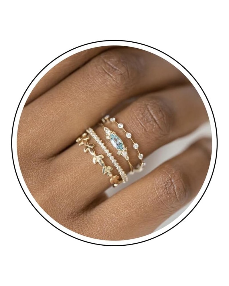 Dainty Gold Rings Set for Womem 14k Gold Plated Stacking Band Rings Cubic Zirconia Stackable Rings Wedding Rings for Women Ae...