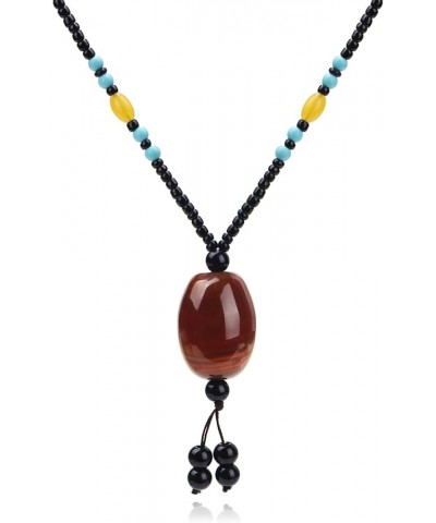 The Gift of Courage,Natural Agate Pendant Necklace Pure Agate Stone for Stone Lovers Rope Necklace Adjustable Length D $12.22...