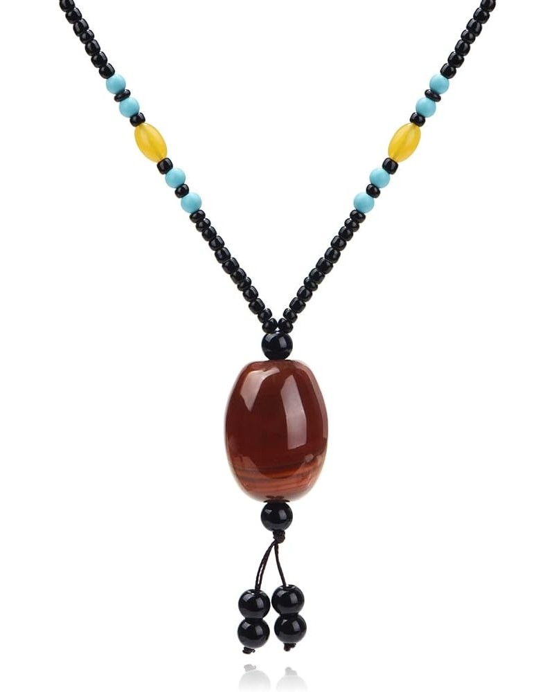 The Gift of Courage,Natural Agate Pendant Necklace Pure Agate Stone for Stone Lovers Rope Necklace Adjustable Length D $12.22...