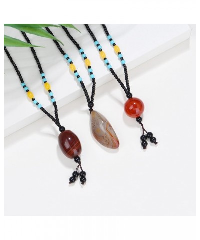 The Gift of Courage,Natural Agate Pendant Necklace Pure Agate Stone for Stone Lovers Rope Necklace Adjustable Length D $12.22...