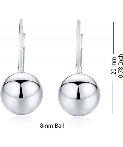 Charmsy 925 Sterling Silver Ball Earrings Classic Leverback Drop Dangle Earring For Women Teen 8mm-Fixed Ball $11.93 Earrings