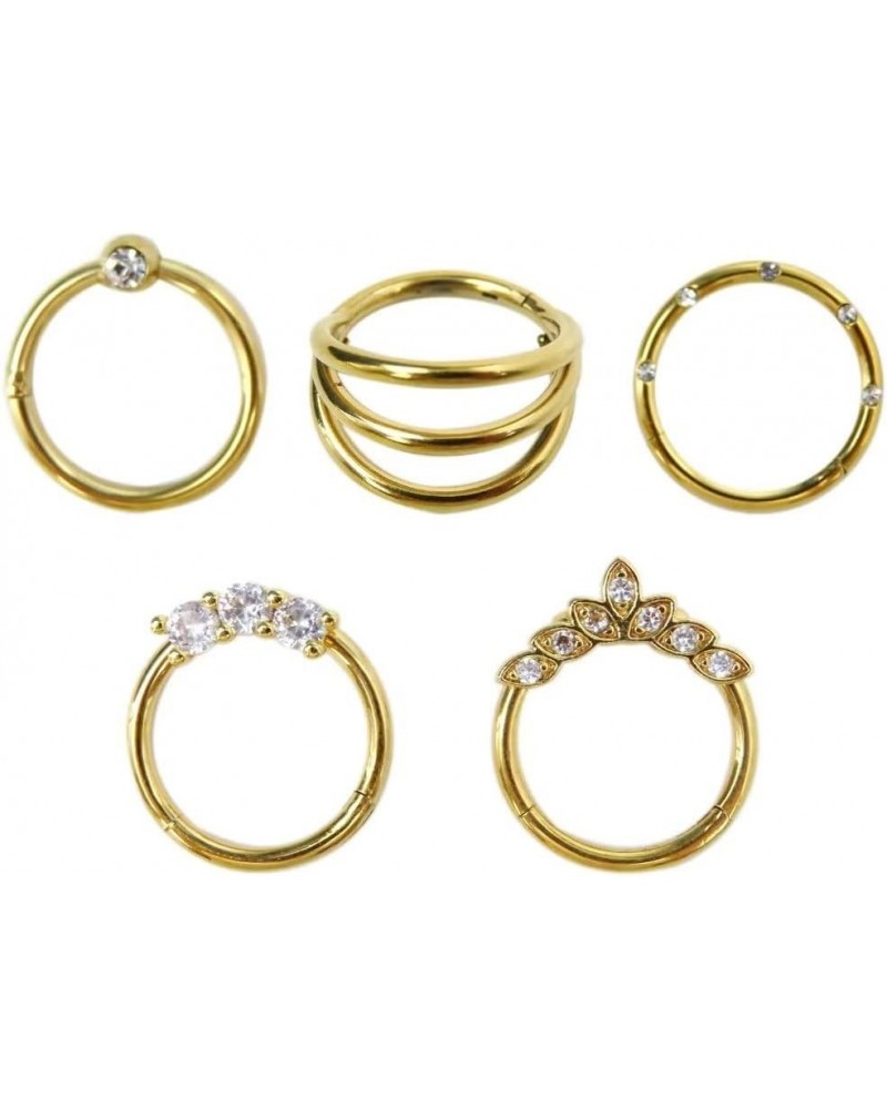 5Pcs Earring Nose Ring Piercing Tragus Hoop Cartilage Earring Hoop Body Piercing Jewelry Nose Ring for Women Girl Gift Gold 1...