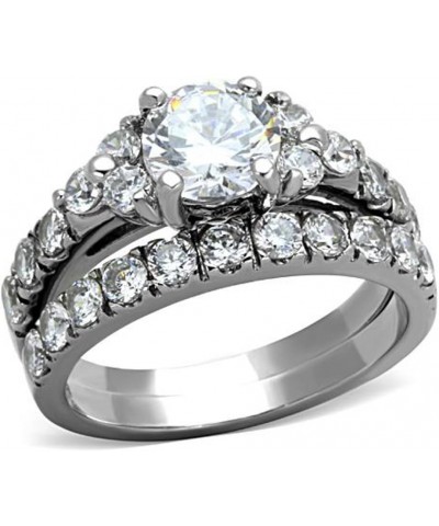 2.50 Carat Round Cut Cubic Zirconia Silver Stainless Steel Wedding Ring Set Women's Size 5-10 $12.57 Others