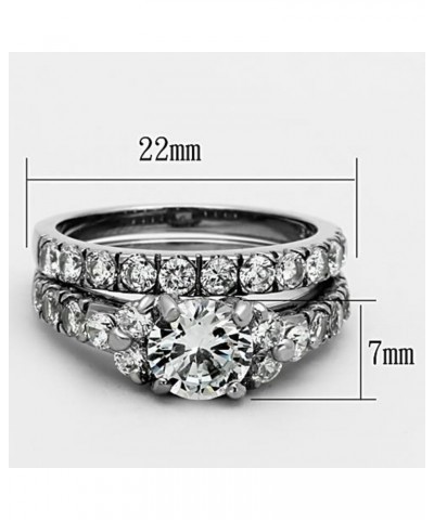 2.50 Carat Round Cut Cubic Zirconia Silver Stainless Steel Wedding Ring Set Women's Size 5-10 $12.57 Others