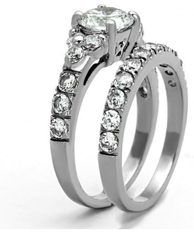 2.50 Carat Round Cut Cubic Zirconia Silver Stainless Steel Wedding Ring Set Women's Size 5-10 $12.57 Others