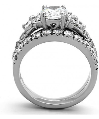 2.50 Carat Round Cut Cubic Zirconia Silver Stainless Steel Wedding Ring Set Women's Size 5-10 $12.57 Others