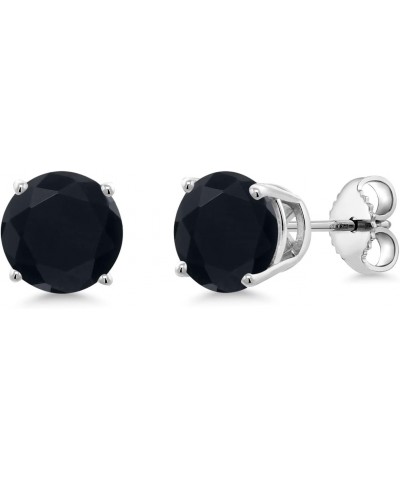 925 Sterling Silver Black Onyx Stud Earrings For Women (2.56 Cttw, Gemstone Birthstone Round 7MM) $17.22 Earrings