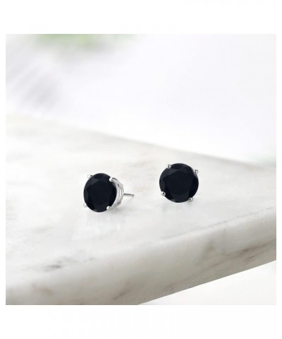 925 Sterling Silver Black Onyx Stud Earrings For Women (2.56 Cttw, Gemstone Birthstone Round 7MM) $17.22 Earrings