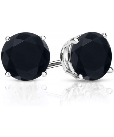 925 Sterling Silver Black Onyx Stud Earrings For Women (2.56 Cttw, Gemstone Birthstone Round 7MM) $17.22 Earrings