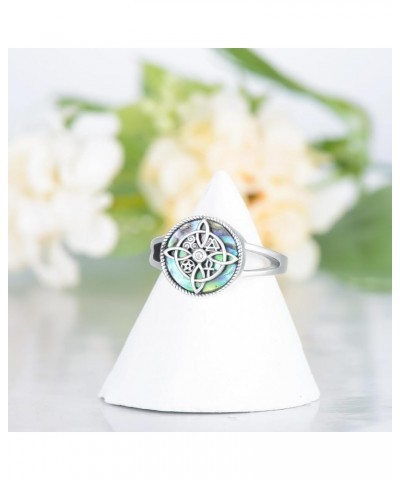 Witches Knot Ring Sterling Silver Celtic Witch Knot Ring Witches Knot Jewelry Gifts for Women A-Abalone Shell Coin $10.87 Others